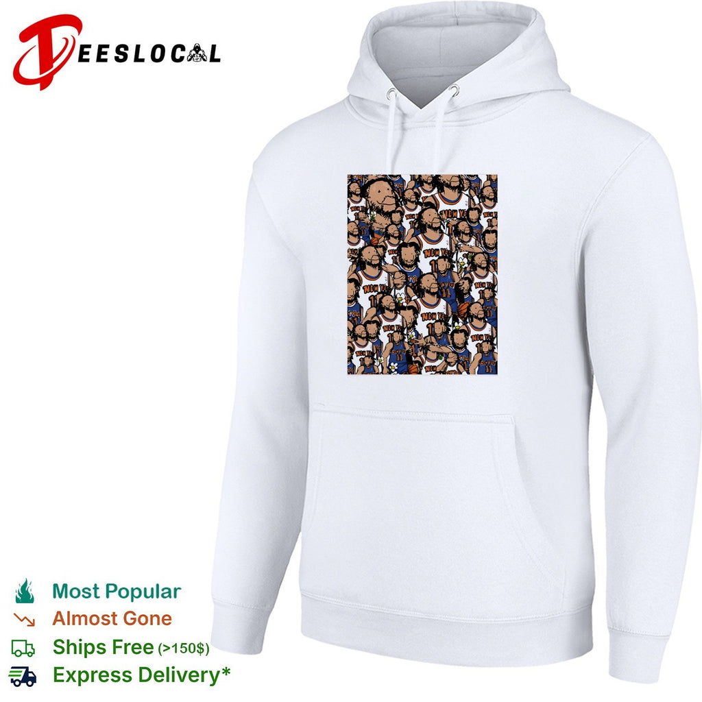Jalen Brunson New York Knicks number 11 cartoon collage pattern shirt