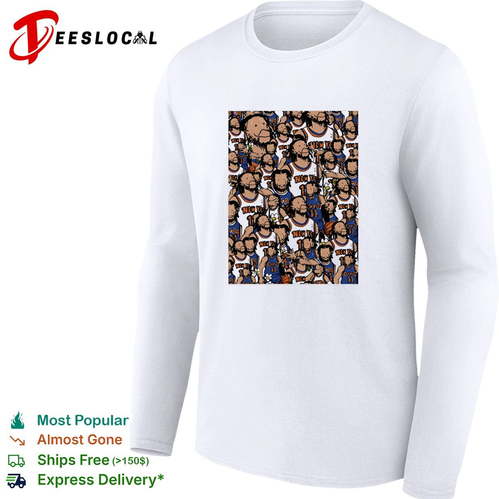 Jalen Brunson New York Knicks number 11 cartoon collage pattern shirt