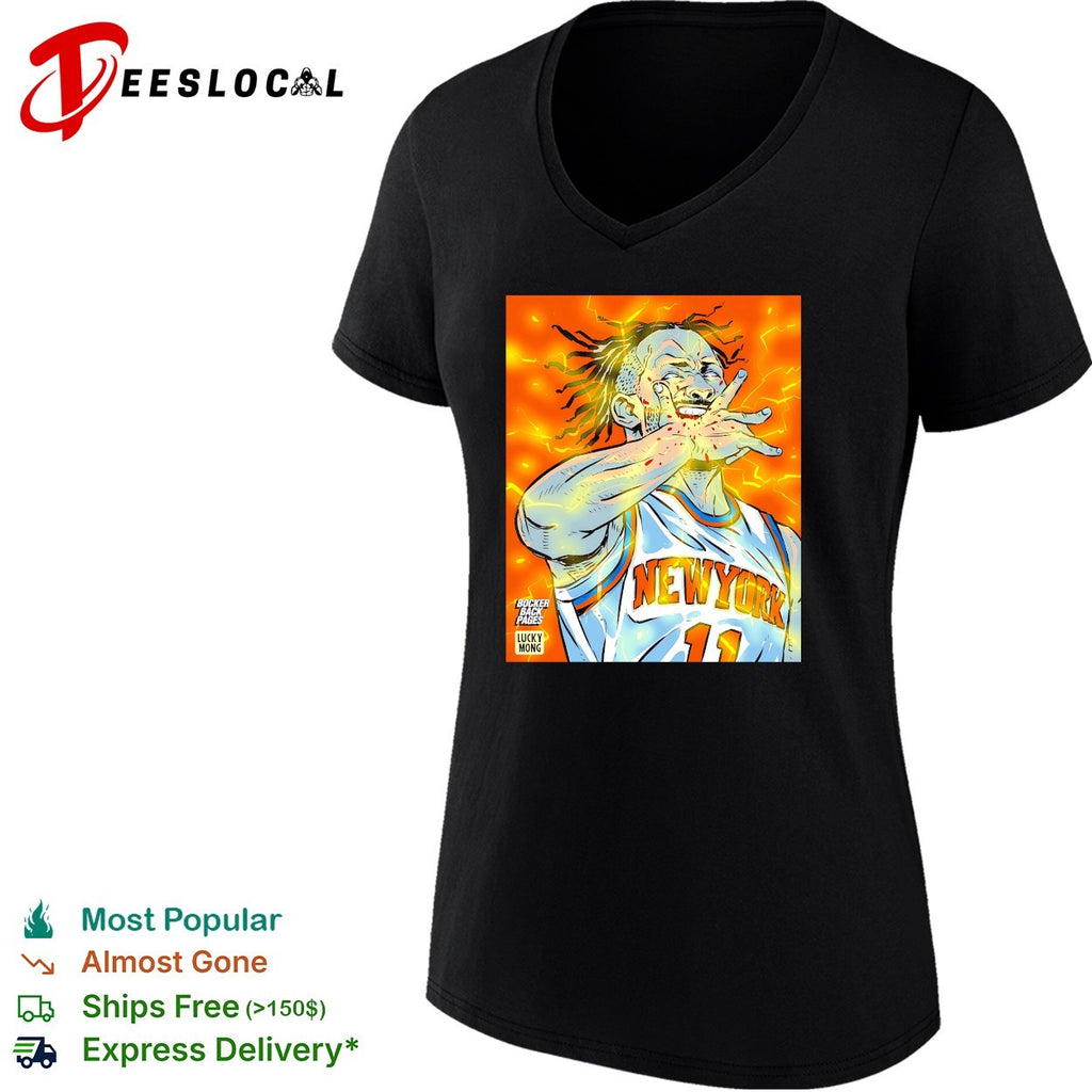 Jalen Brunson New York Knicks number 11 lightning comic book art shirt