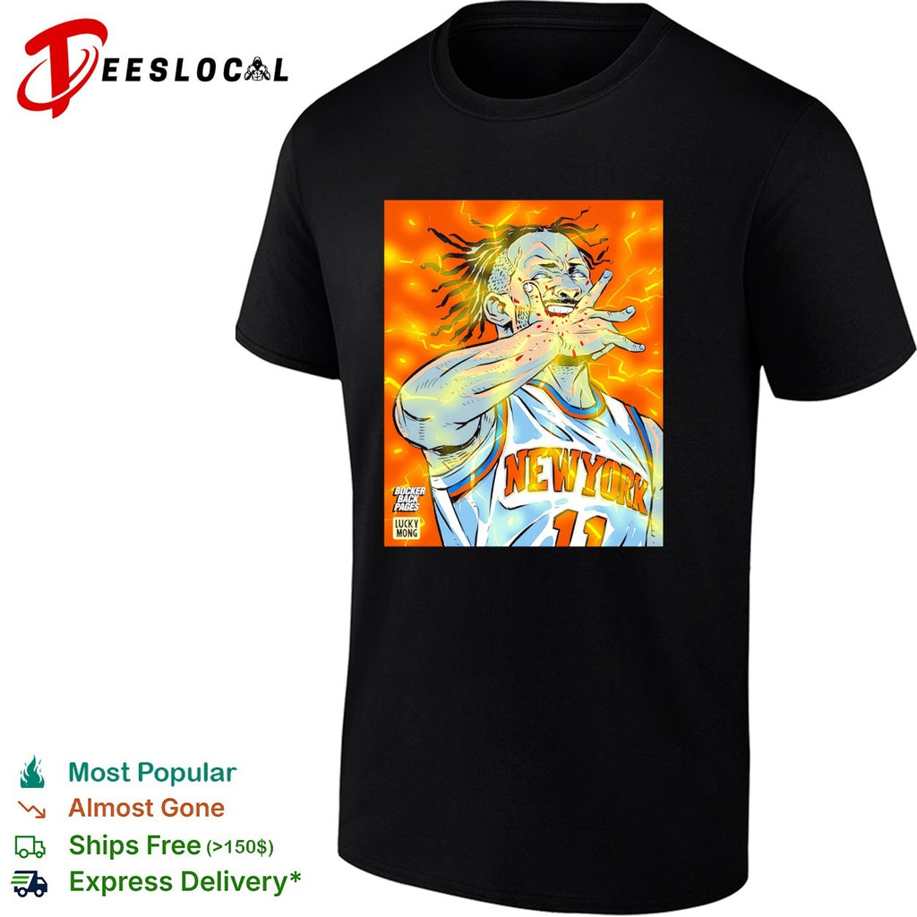 Jalen Brunson New York Knicks number 11 lightning comic book art shirt
