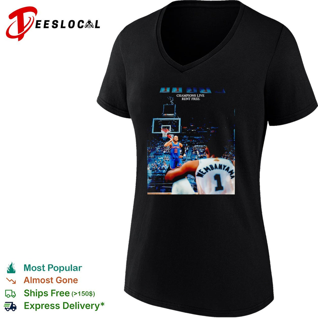 Jalen Brunson New York Knicks vs Victor Wembanyama San Antonio Spurs Champions Live Rent Free shirt