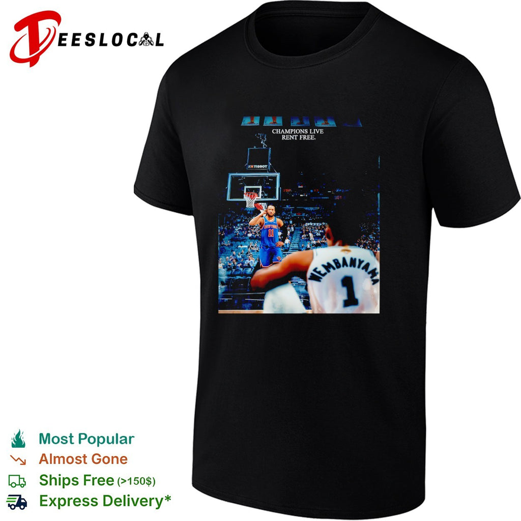 Jalen Brunson New York Knicks vs Victor Wembanyama San Antonio Spurs Champions Live Rent Free shirt