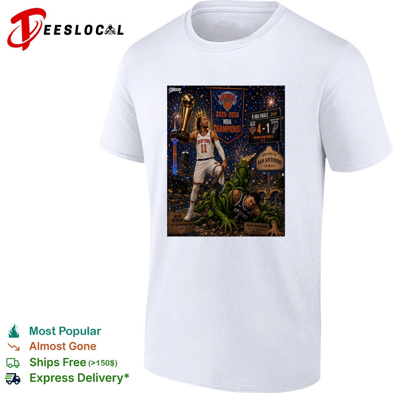 Jalen Brunson New York Knicks vs Victor Wembanyama San Antonio Spurs NBA Champions 2025 2026 shirt
