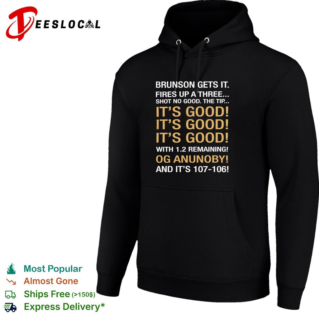 Jalen Brunson OG Anunoby New York Knicks NBA Brunson gets it fires up a three shirt