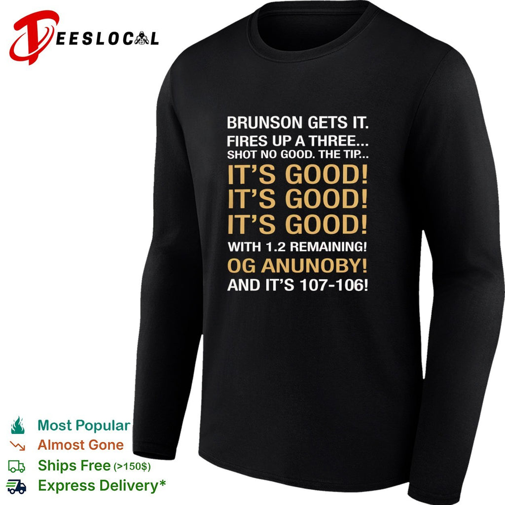 Jalen Brunson OG Anunoby New York Knicks NBA Brunson gets it fires up a three shirt