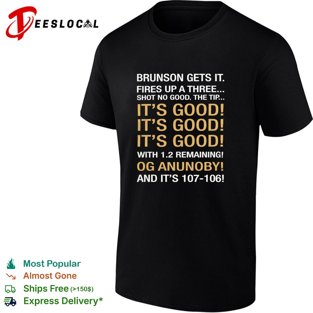 Jalen Brunson OG Anunoby New York Knicks NBA Brunson gets it fires up a three shirt