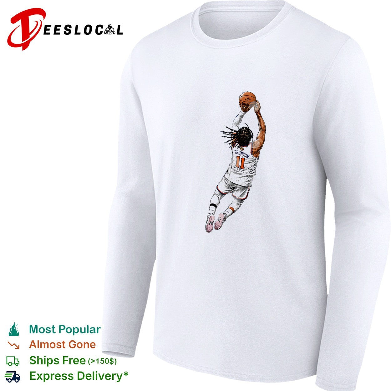 Jalen Brunson number 11 New York Knicks dunk illustration shirt
