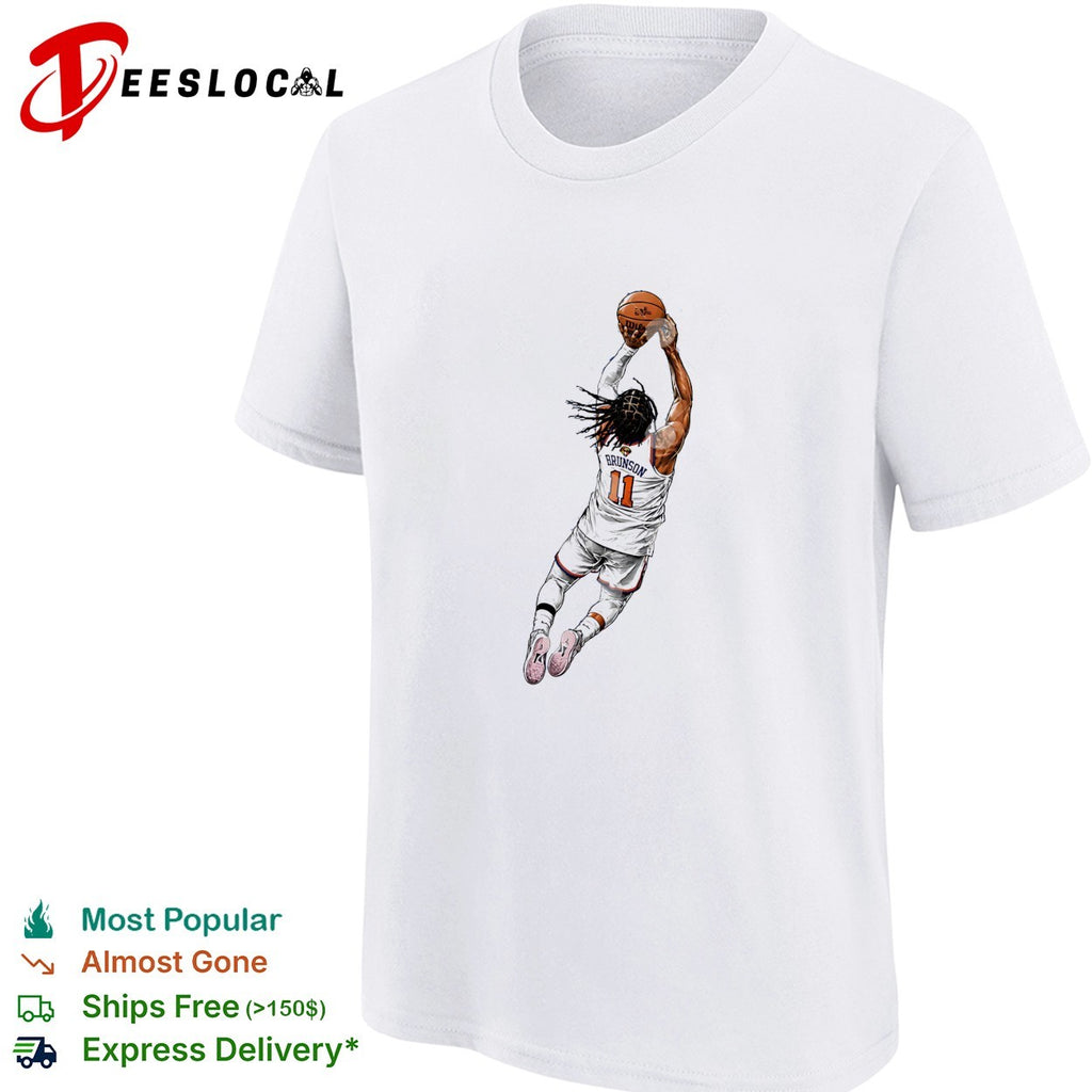 Jalen Brunson number 11 New York Knicks dunk illustration shirt