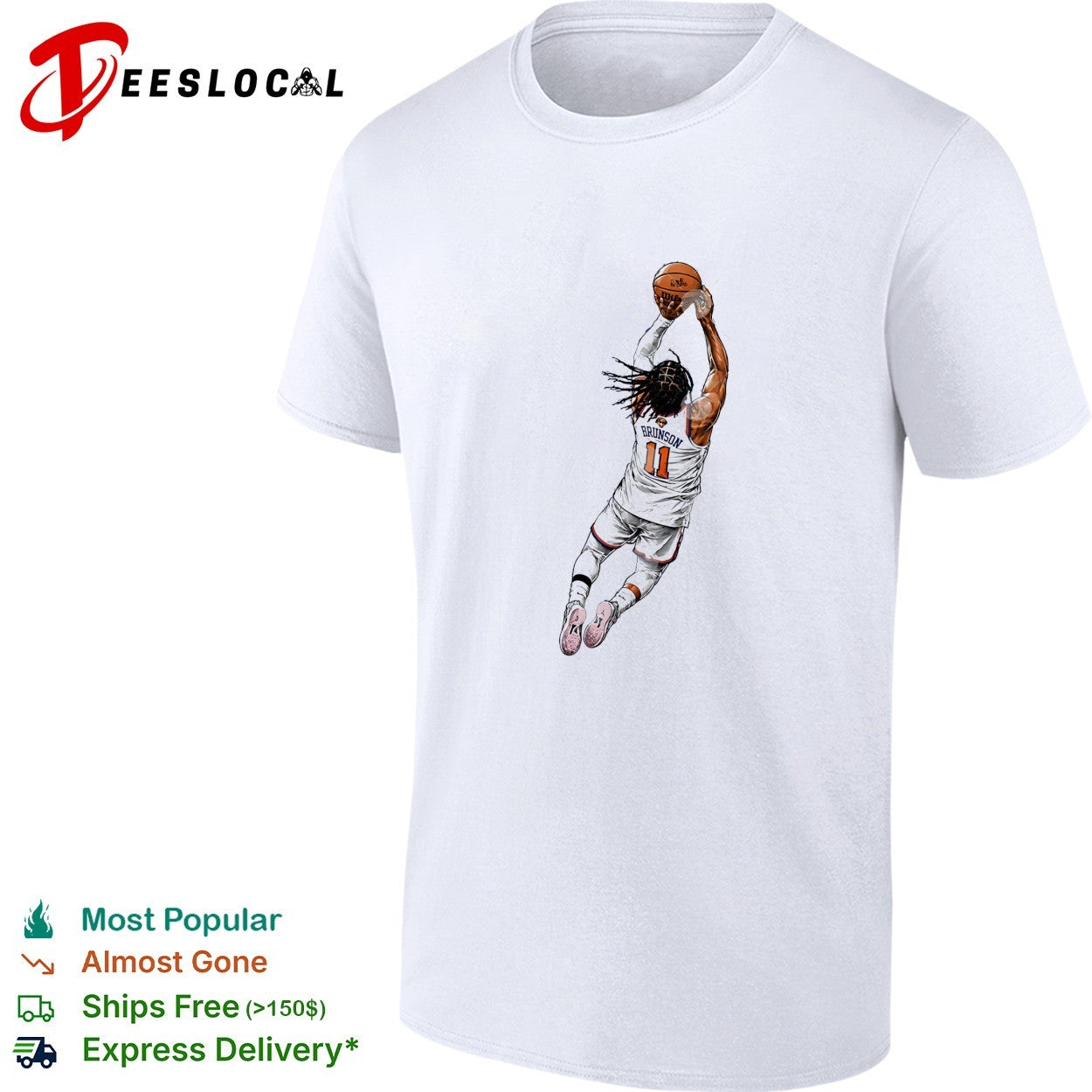 Jalen Brunson number 11 New York Knicks dunk illustration shirt