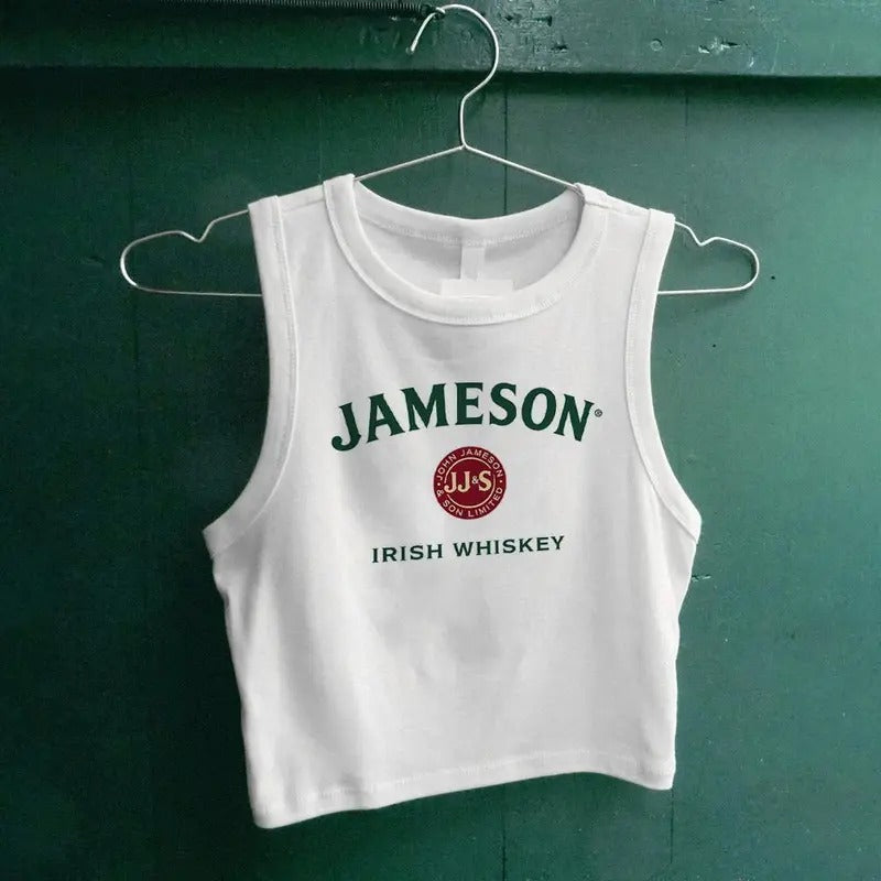 Jameson Irish Whiskey Top, Micro Rib Tank Baby Tee, St Patrick's Day Shirt, Summer Whiskey Graphic Tank Top, Y2K Jameson...