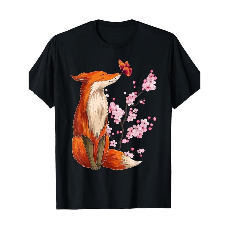 Japanese Cherry blossom Fox Flower Cherry tree Kawaii 100% cotton T-shirt Made in USA Hoodie, Sweatshirt | TeeBloomCo.com