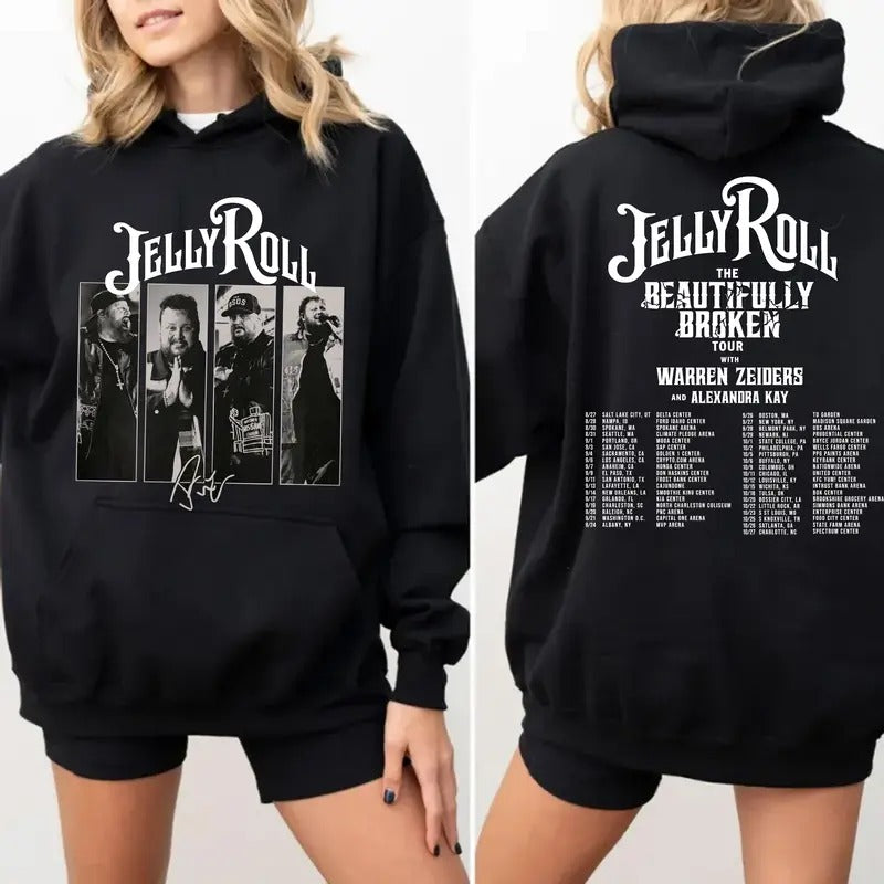 JeIIy RoII Tour Date 2 Sides Hoodie, Country Music Fans, Concert Outfit, Fan Merch, Unisex Long Sleeve Pullover Hoodie...