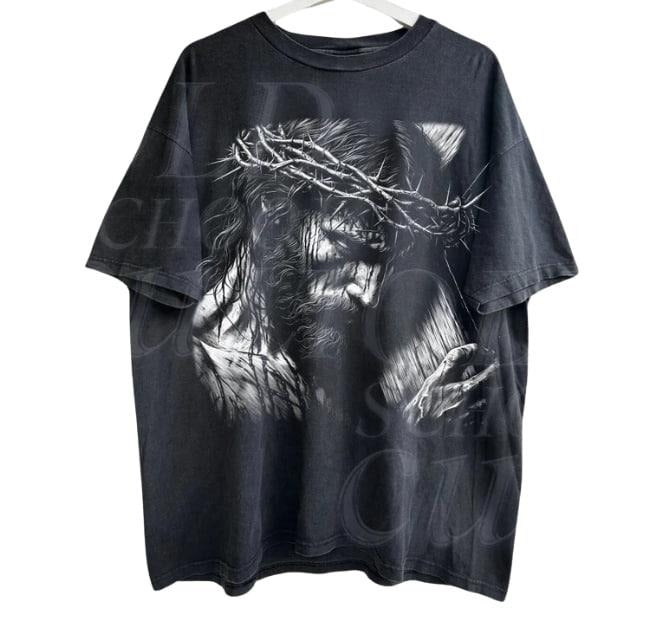 Jesus Holding Cross Vintage 90s Graphic Shirt, Retro Faith Jesus Shirt,  Retro Halftone Graphic Bible Tee, Be The Light,...