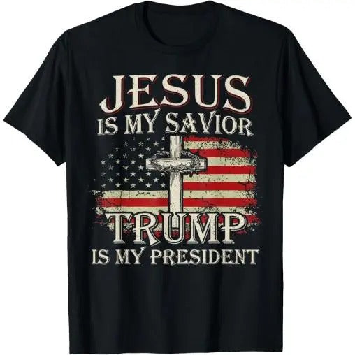 Jesus Is My Savior Trump Is My President American Flag T-Shirt Made in USAstyle{n002}2 Hoodie, Sweatshirt | TeeBloomCo.com