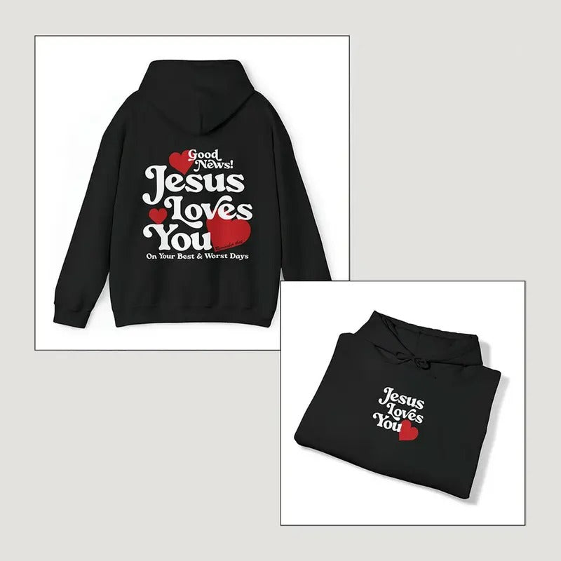 Jesus Loves You Christian Mental Health Hoodie Preppy Faith Sweatshirt Y2K Christian Clothes Gift for Catholic Spread...