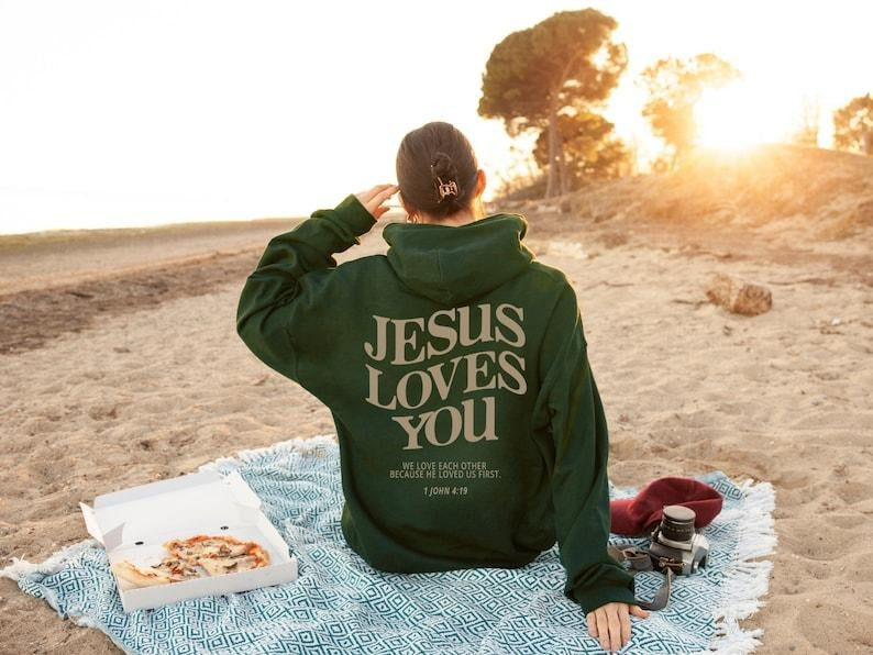 Jesus Loves You Hoodie Christian Hoodie Christian Sweatshirt Jesus  Hoodie and Sweater; T-shirt Cotton Menswear Man...