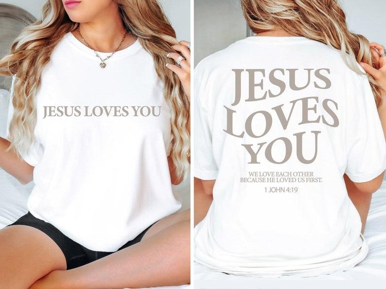 Jesus Loves You Tees, Jesus T-Shirt, Christian Shirt, Aesthetic Clothes,Bible Verse Shirt, Jesus Tees, Christian Cotton...