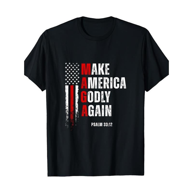 Jesus Make America Godly Again American Patriot Christian T-Shirt - 220g made in usa Hoodie, Sweatshirt | TeeBloomCo.com