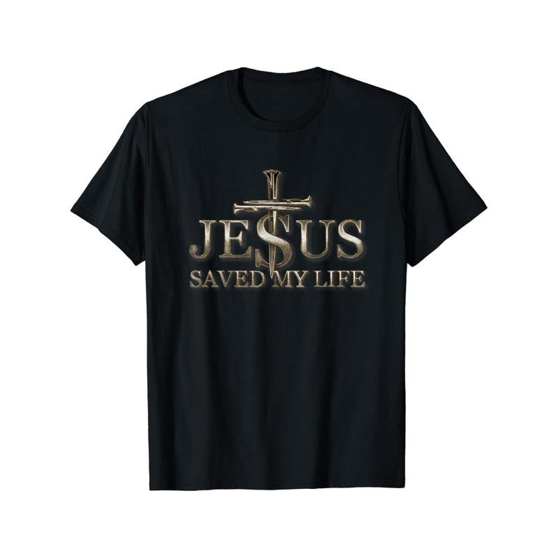Jesus Saved My life Pattern printed cotton High quality Comfortable casual All-match men's T-shirt made in usa Hoodie,...
