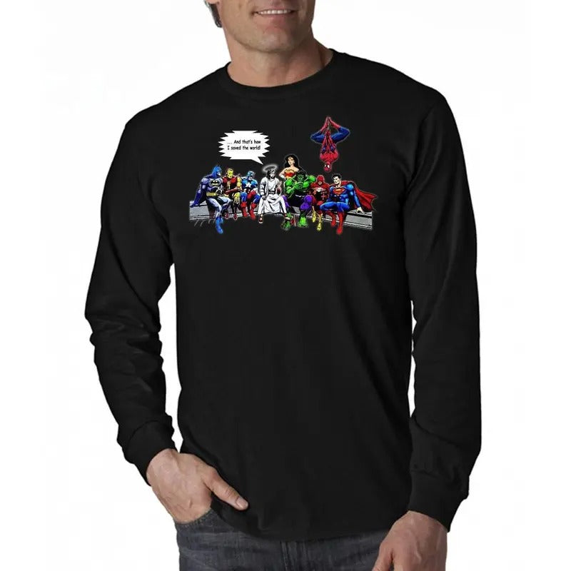 Jesus Superheroes And That's How I Saved The World Men's Long Sleeve T-Shirt Hoodie, Sweatshirt | TeeBloomCo.com