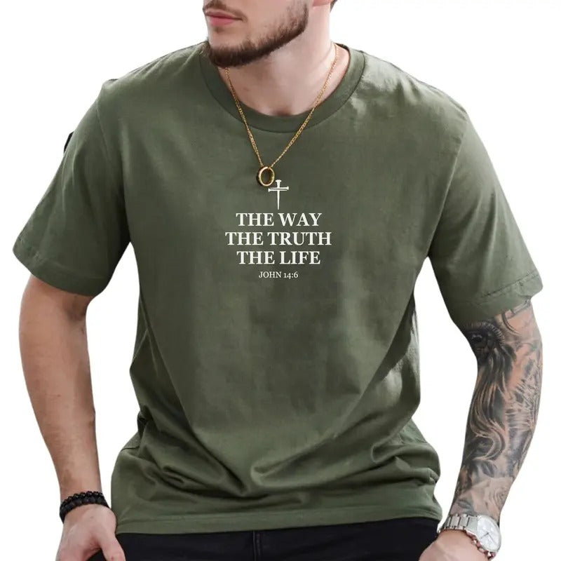 Jesus The Way The Truth The Life Graphic Tee, Jesus Lovers Shirt, Religious Unhinged Tee, Christian T-shirt For Men,...
