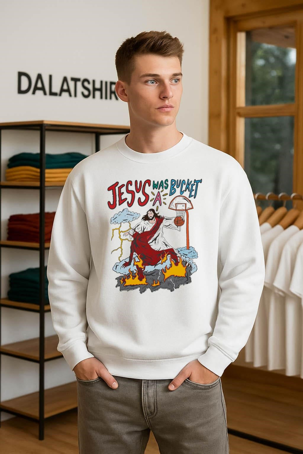 Jesus Was A Bucket Basketball Dunking On Devil shirt