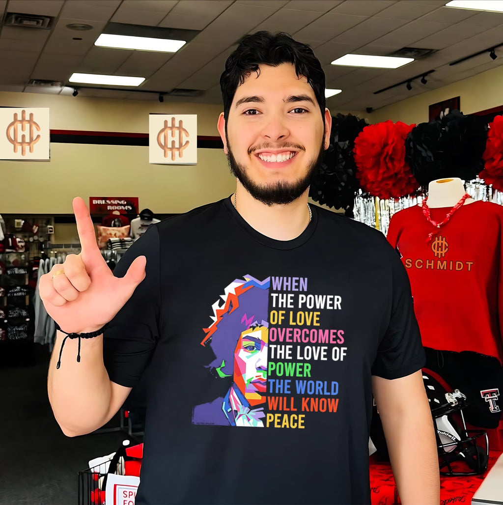 Jimi Hendrix when the power of love overcomes the love of power the world will know peace shirt