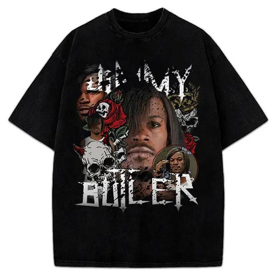 Jimmy Butler T-Shirt Emo Long Hair Himmy Funny Skull And Roses Custom Graphic Tee Crewneck Cotton Menswear Soft Hoodie,...