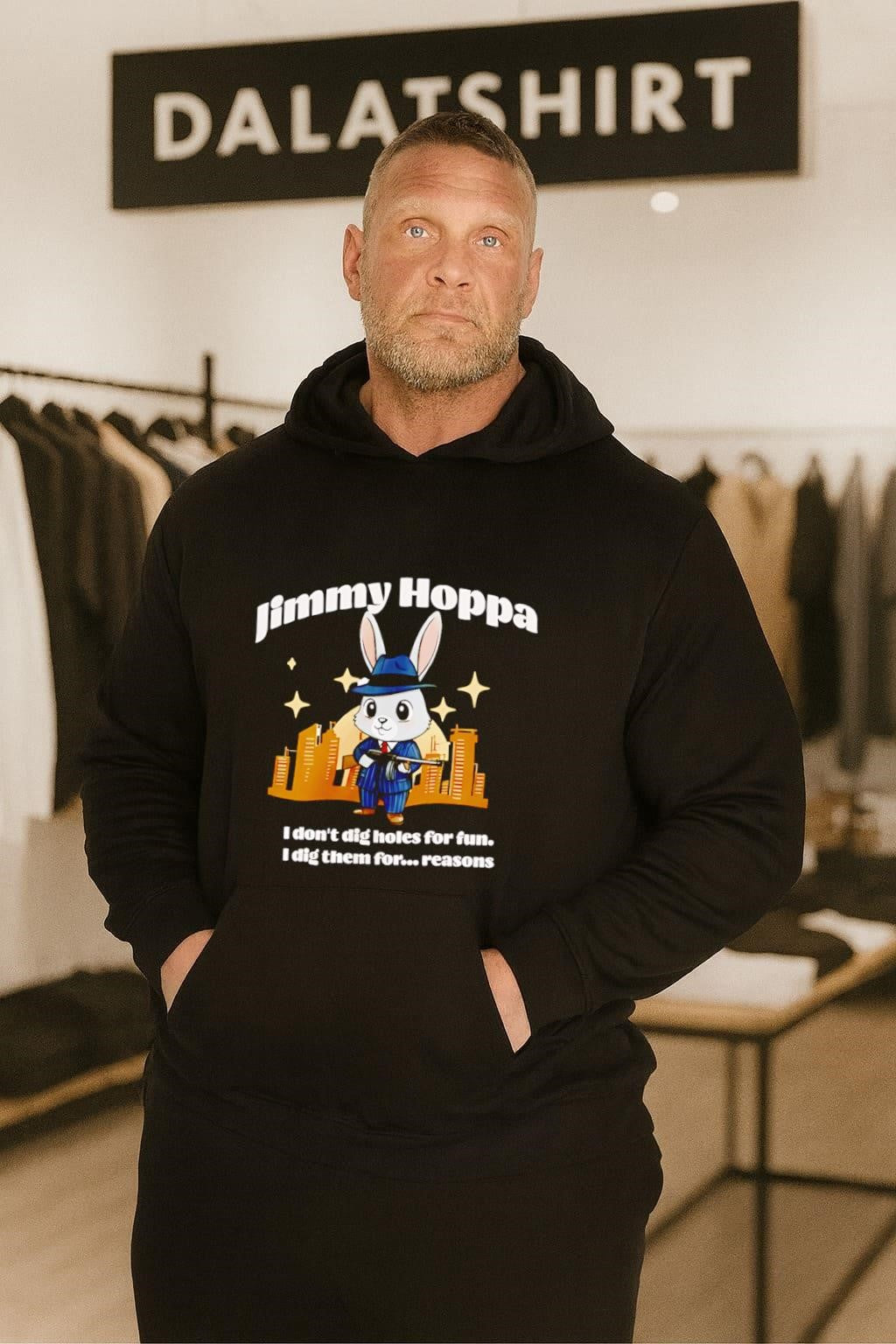 Jimmy Hoppa bunny mobster I don’t dig holes for fun shirt