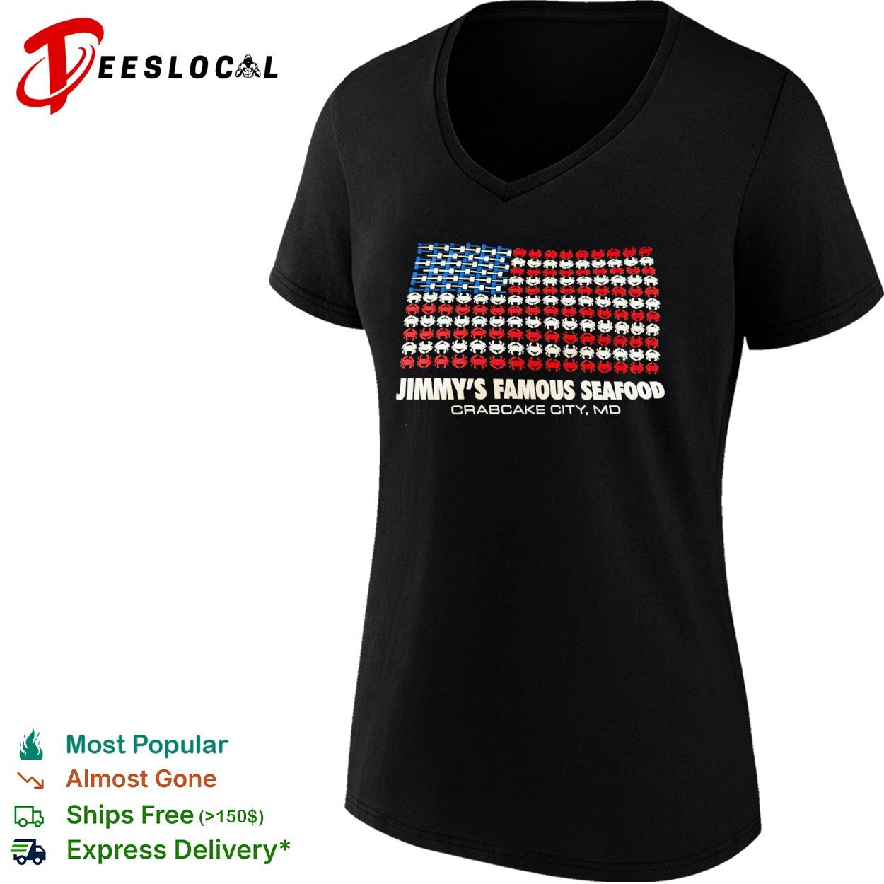 Jimmy’s Famous Seafood Crabcake City MD American Flag shirt
