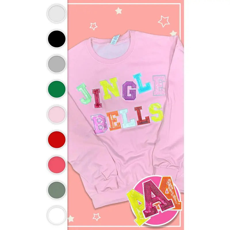Jingle Bells Sequin Graphic Sweatshirt T-Shirts, Hoodie | TeeBloomCo.com