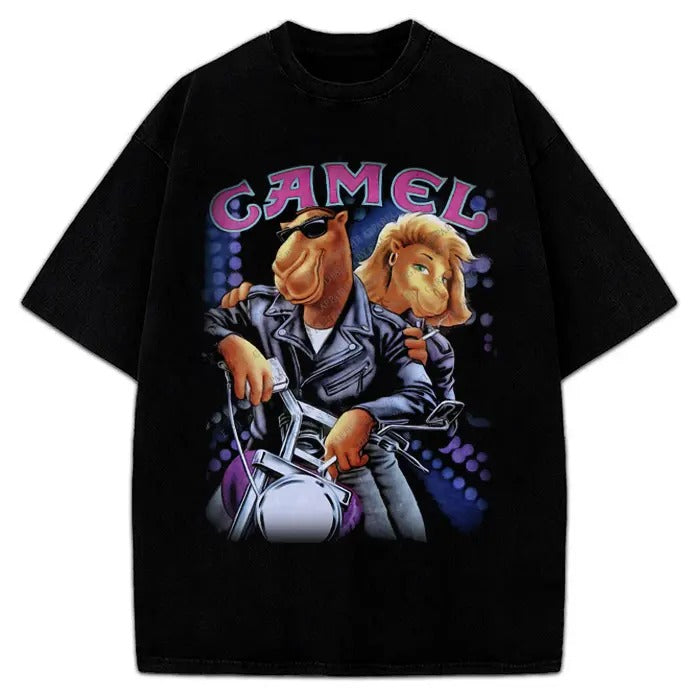 Joe Camel T-Shirt Joe Camel Motorcycle Vintage AD Custom Graphic Tee Crewneck Cotton Menswear Top Hoodie, Sweatshirt