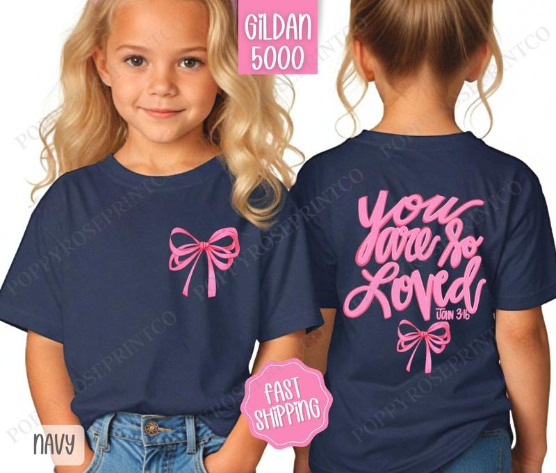 John 3:16 Kids Shirt, Coquette Bow Children's Shirt, Religious Youth Tee Gildan Hoodie, Sweatshirt | TeeBloomCo.com