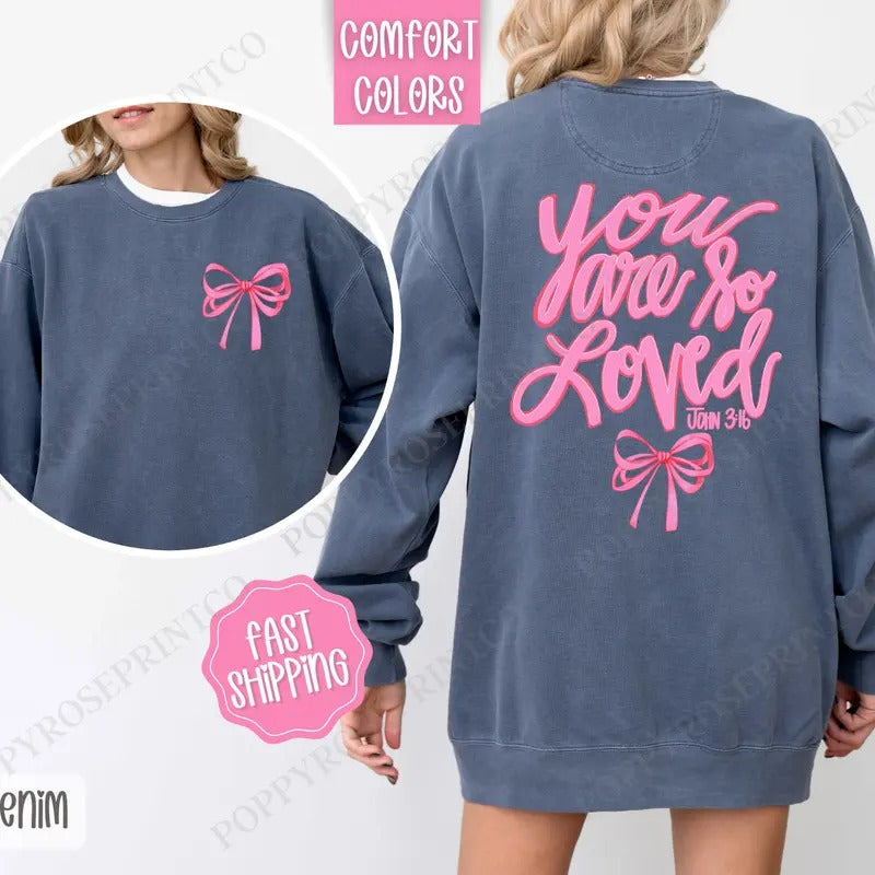 John 3:16 Sweatshirt Comfort Colors, Coquette Bow Women's Crewneck, Religious Women's Sweater T-Shirts, Hoodie