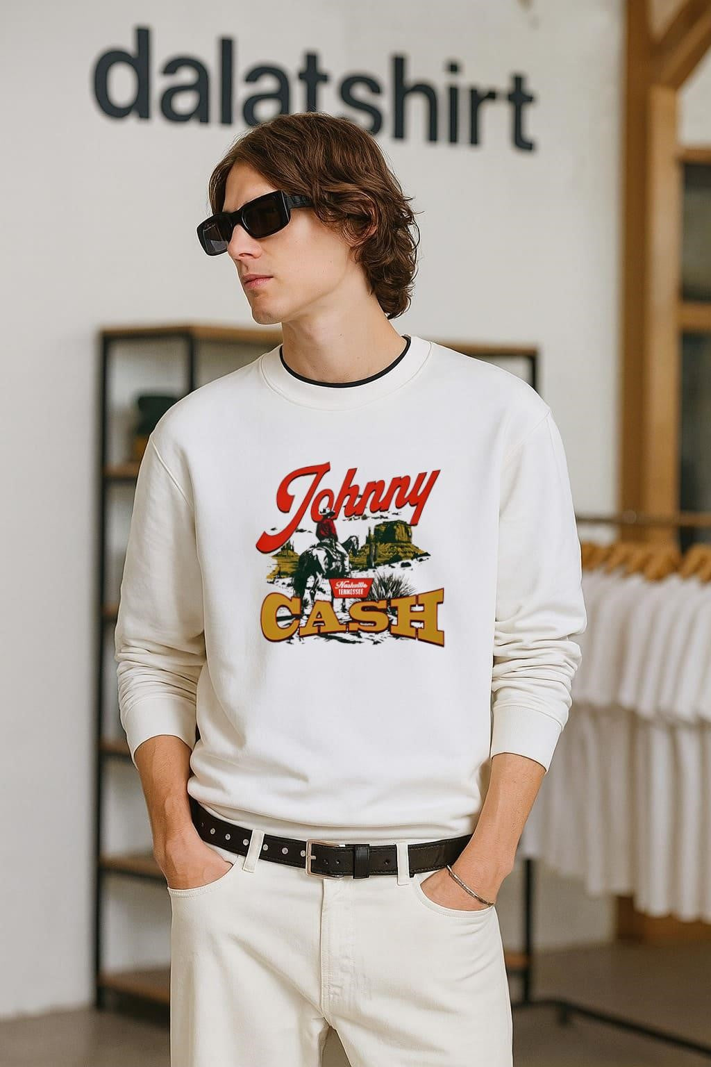 Johnny Cash Nashville Tennessee cowboy riding horse desert shirt