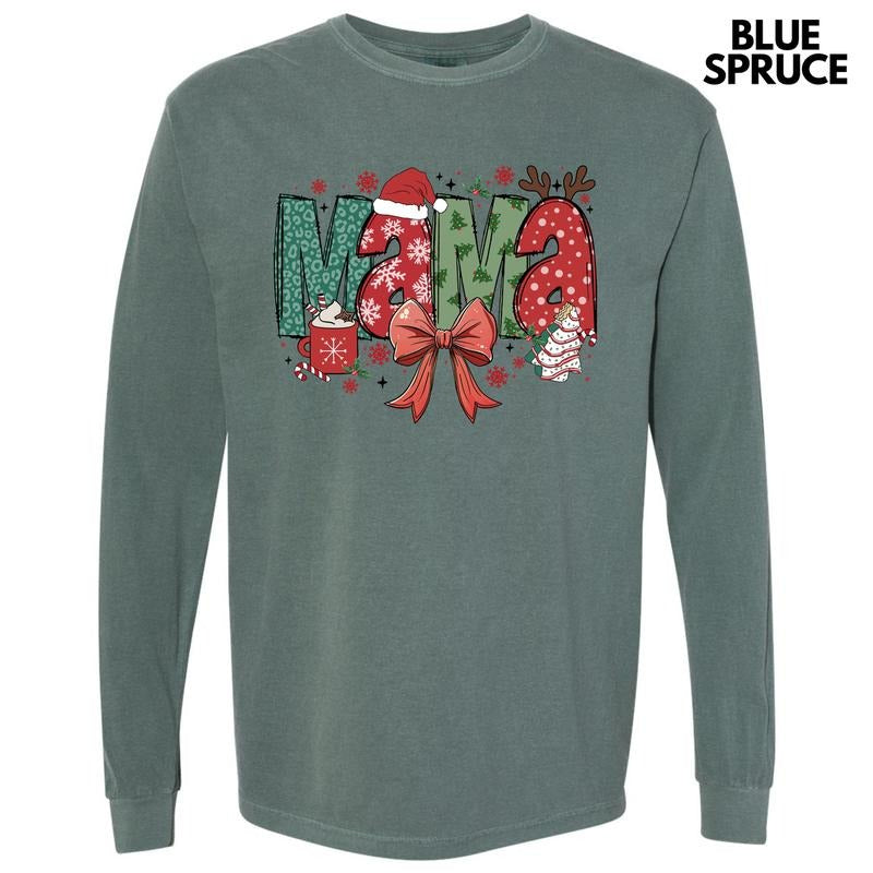 Jolly Season Mama Long Sleeve Comfort Colors T-Shirt 'NLB' Hoodie, Sweatshirt | TeeBloomCo.com