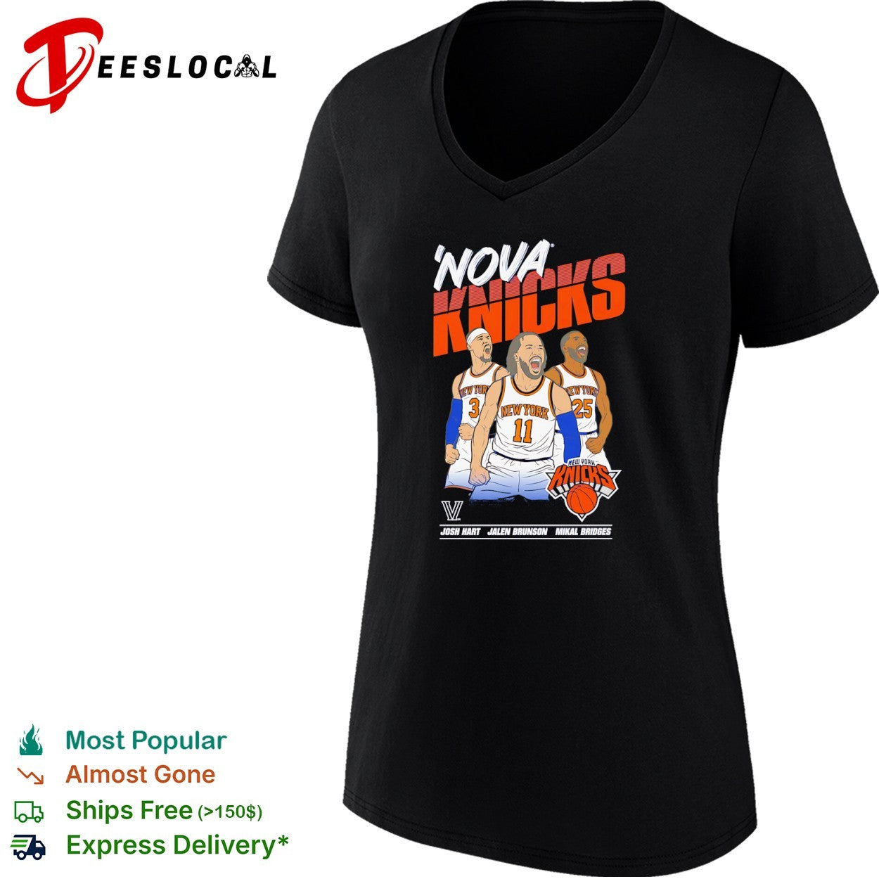 Josh Hart Jalen Brunson Mikal Bridges New York Knicks Nova Knights NBA shirt