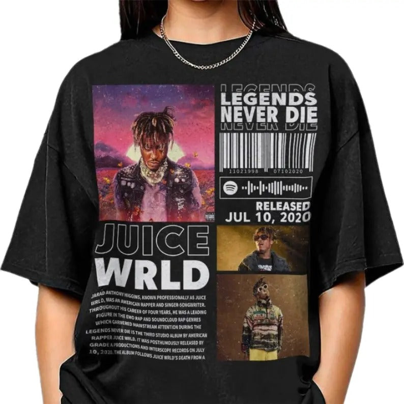 Juice Wrld Legend Never Die 90s Shirt, Rapper Retro Juice Wrld's Unisex Shirt, Gift For Fan Hoodie, Sweatshirt