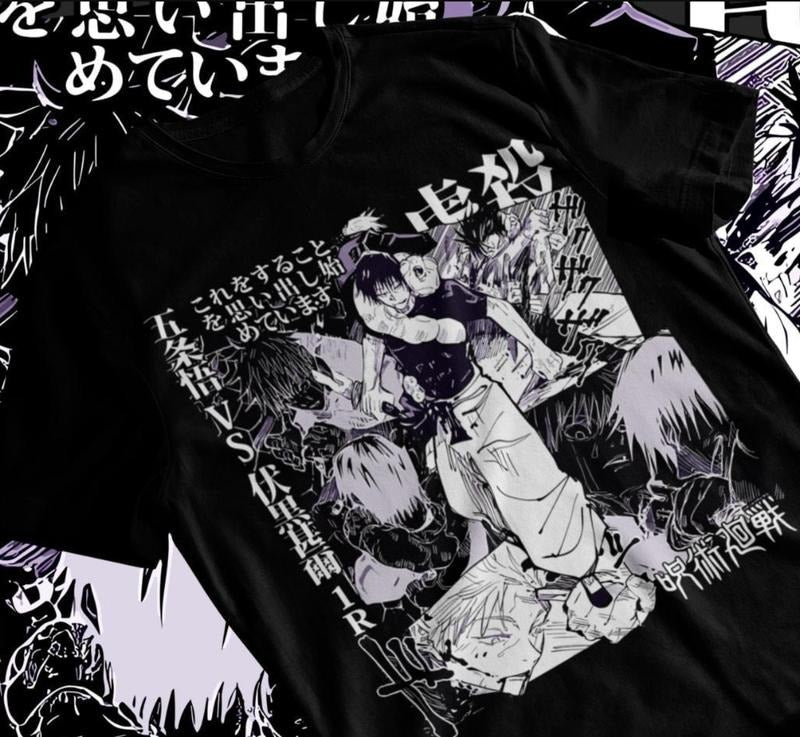 Jujutsu Kaisen Fushiguro Toji T-shirt Anime Horror Black White Short Sleeve Tee Menswear Top Hoodie, Sweatshirt