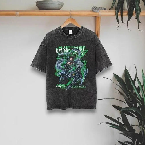 "Jujutsu Kaisen Geto Suguru" Oversized Anime T-shirt Anime Streetwear Dyenomite Mineral Wash Oversized Shirt Oversized...