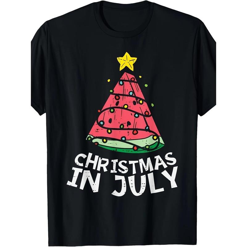 July Christmas Watermelon Christmas Tree Summer Men's Casual Comfort T-shirt Made in USA Hoodie, Sweatshirt | TeeBloomCo.com