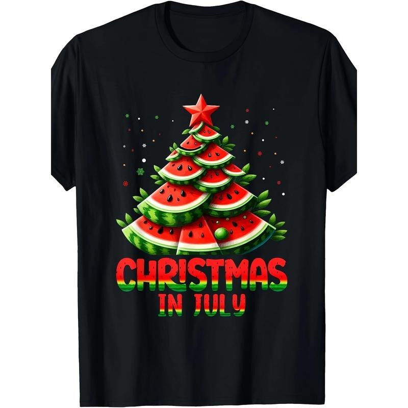 July Christmas Watermelon Tree Summer Men's Casual Comfort T-shirt Made in USA Hoodie, Sweatshirt | TeeBloomCo.com