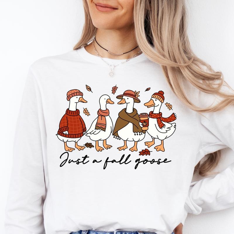 Just A Fall Goose Sweatshirt ~ Unisex Apparel Relaxed Fit Printed In The USA Clothing Womenswear Casual Comfort Cotton...