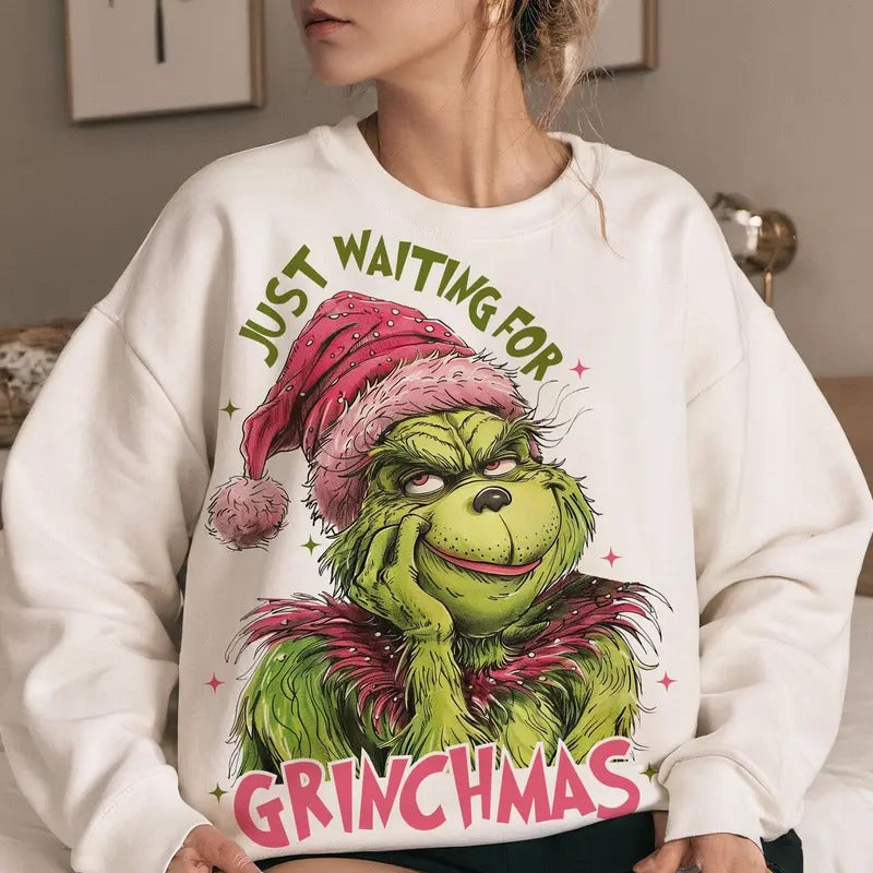 Just Waiting For Christmas Sweatshirt, Funny Christmas Shirt, Unisex Crewneck Sweatshirt & Shirt Hoodie | TeeBloomCo.com