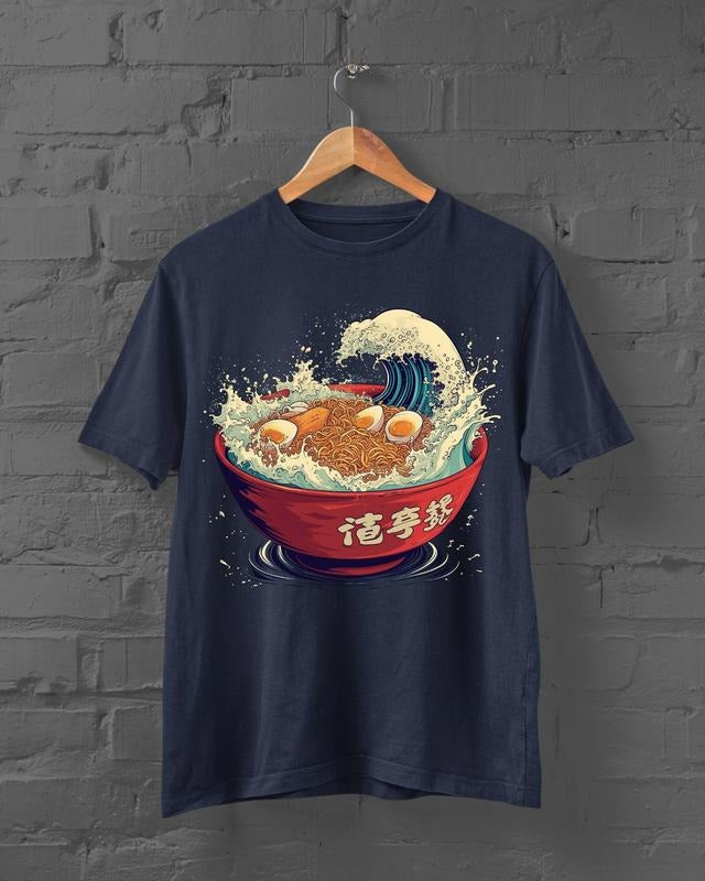 Kaganawa Wave Ramen Shirt Ramen Print Shirt Harajuku Y2k Top Anime Shirt Japanese Streetwear Ramen Tshirt Kaganawa Wave...