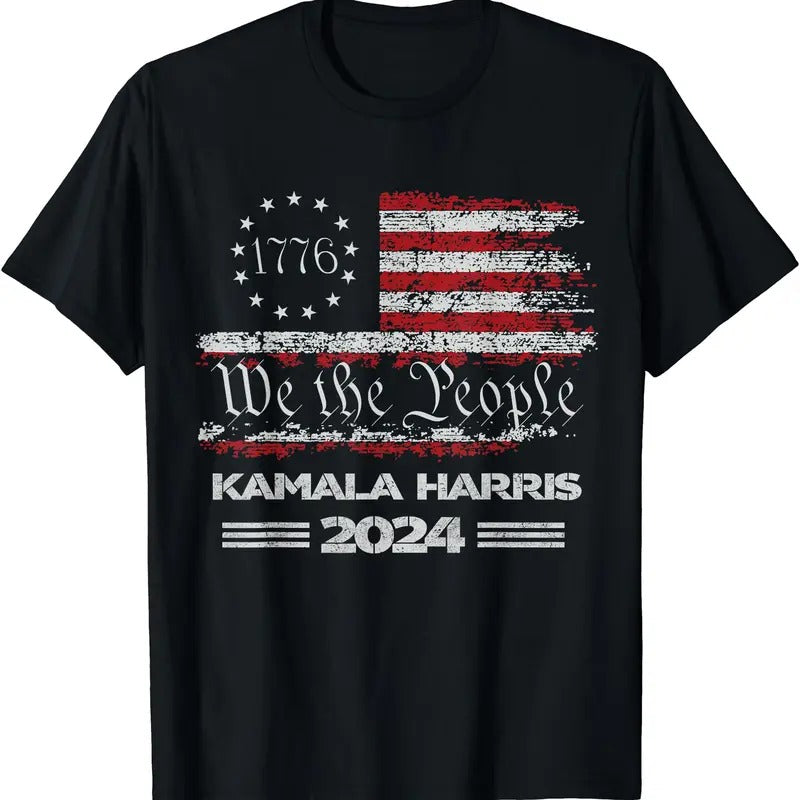 Kamala Harris 2024 US Flag Democratic President T-Shirt Hoodie, Sweatshirt | TeeBloomCo.com