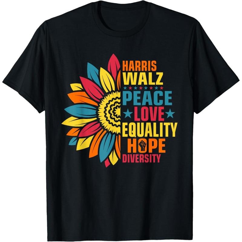 Kamala Harris Waltz Peace Love E Hope Diversity T-Shirt made in usa Hoodie, Sweatshirt | TeeBloomCo.com