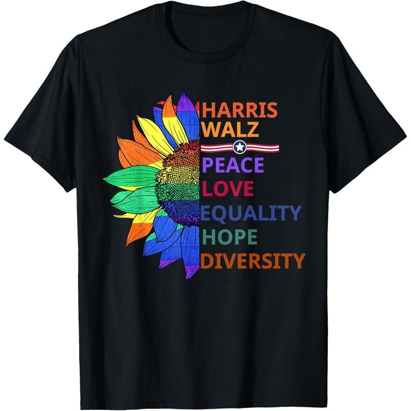 Kamala Harris Waltz Peace Love Equality Hope Diversity T-Shirt made in usa Hoodie, Sweatshirt | TeeBloomCo.com