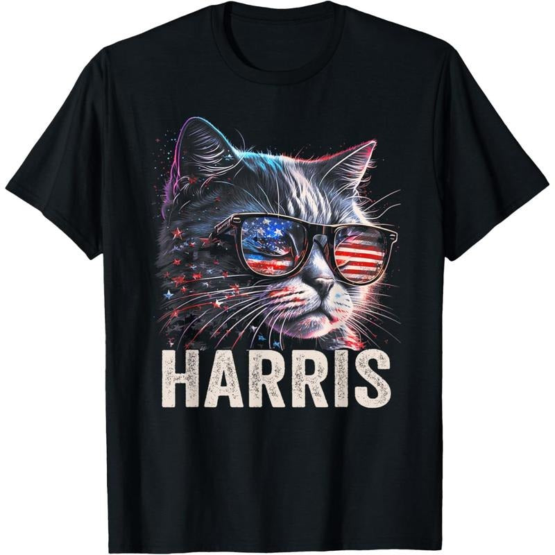 Kamala Harris for President 2024, Funny Cat Graphic T-Shirt made in usa Hoodie, Sweatshirt | TeeBloomCo.com