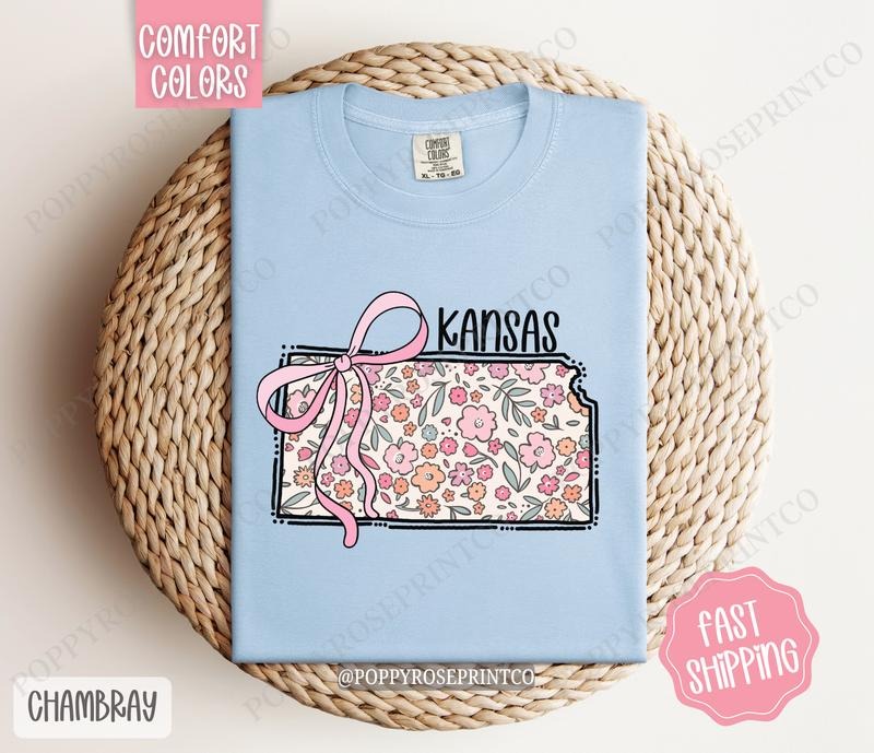 Kansas Comfort Colors State Tshirt, Cute Kansas Shirt, Kansas Tshirt, Kansas Shirt Hoodie, Sweatshirt | TeeBloomCo.com